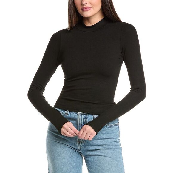 Sadie & Sage Womens  Ronan Mock Neck T-Shirt, Black - Picture 1 of 3